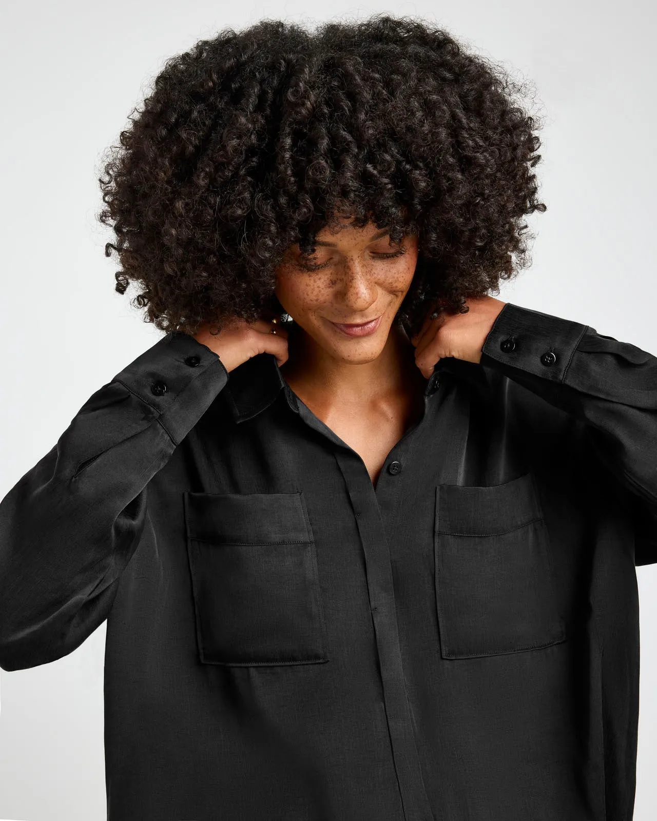 Macie Satin Button Down