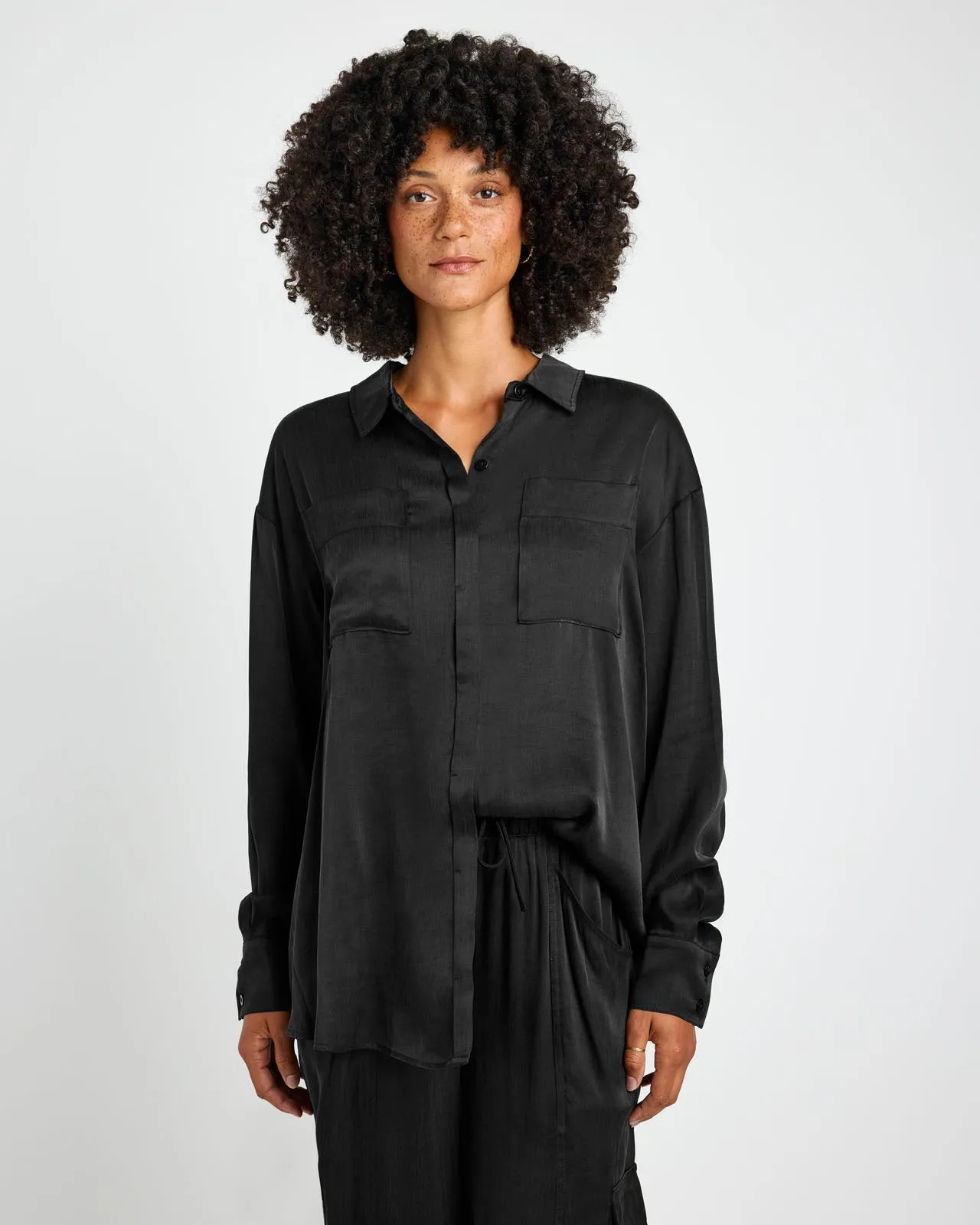 Macie Satin Button Down
