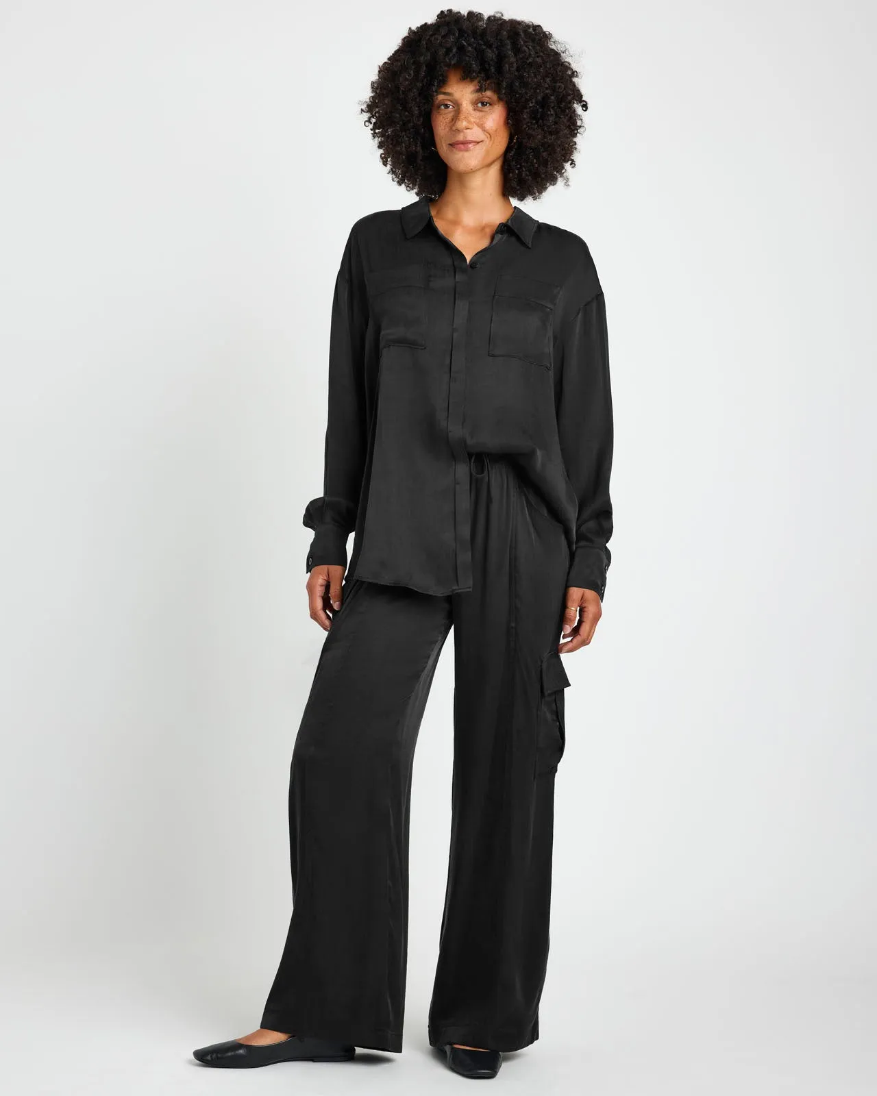 Macie Satin Button Down