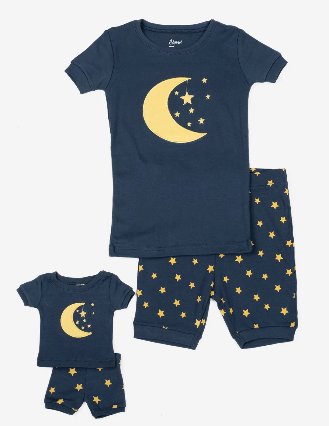 Matching Girl and Doll Short Moon & Stars Pajamas