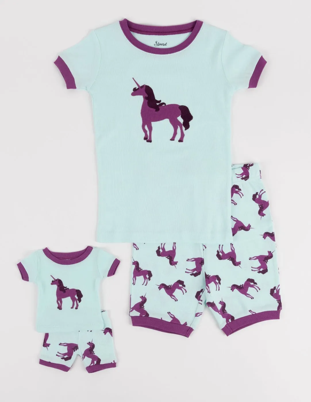 Matching Girl and Doll Unicorn Short Pajamas