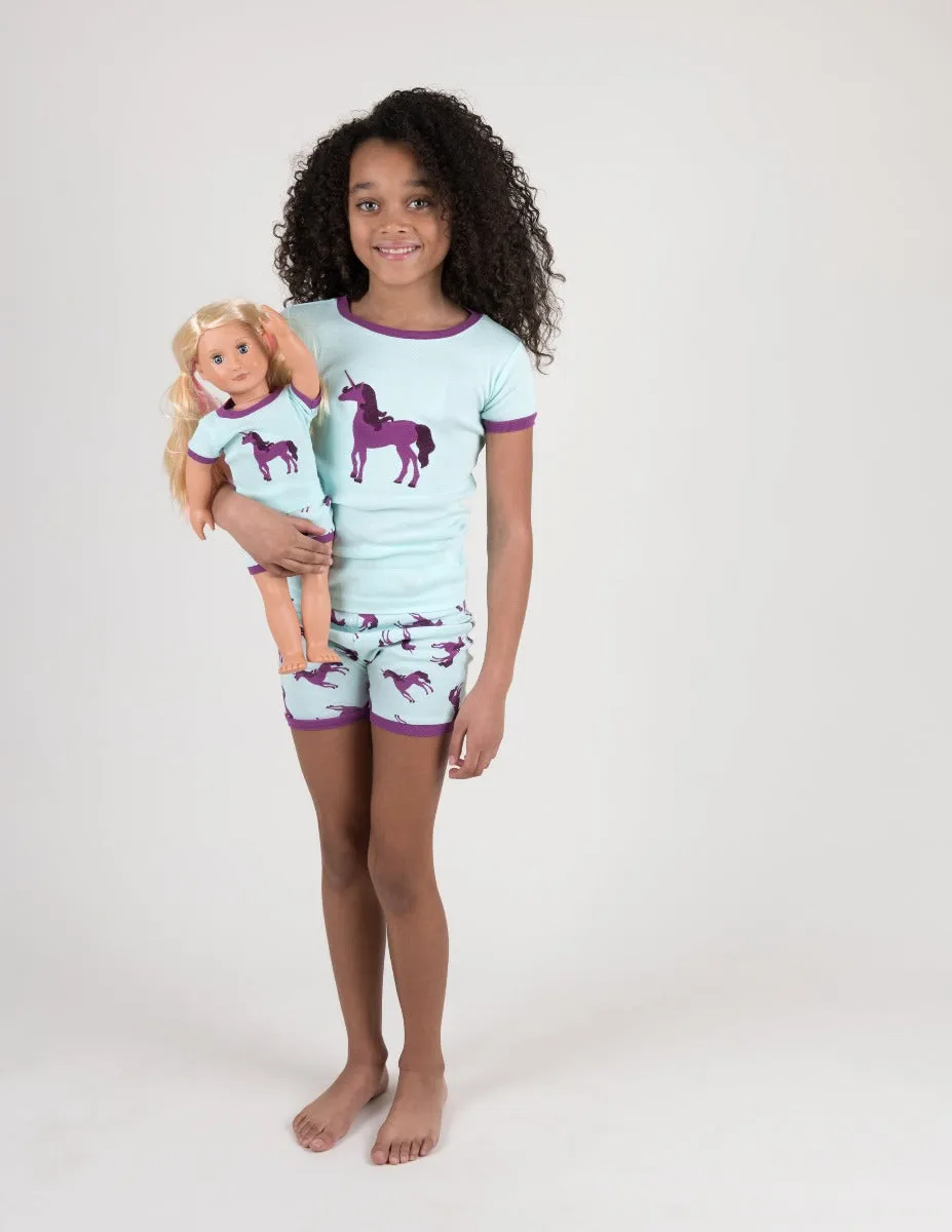 Matching Girl and Doll Unicorn Short Pajamas