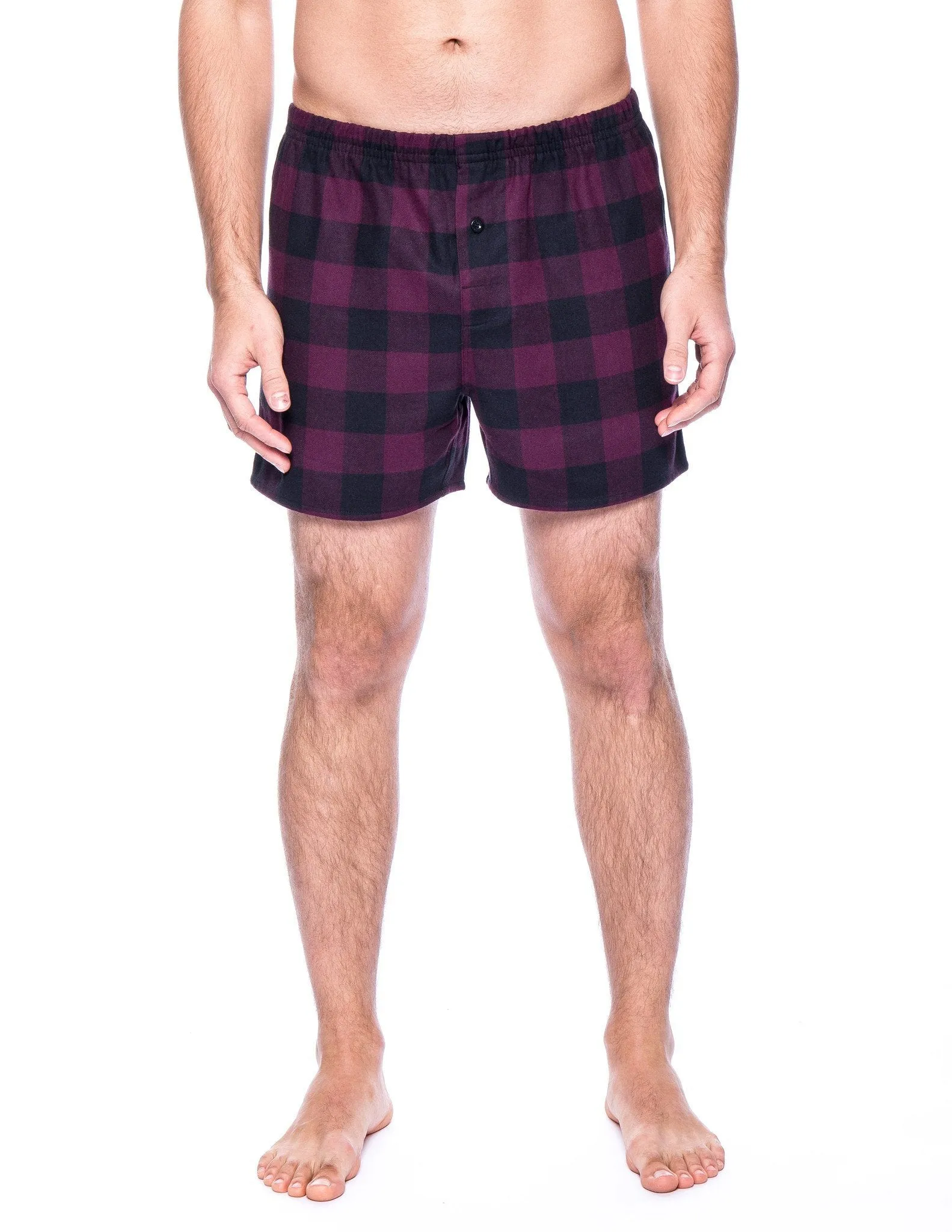 Men's 100% Cotton Flannel Boxers - 2 Pack - Gingham Fig/Green
