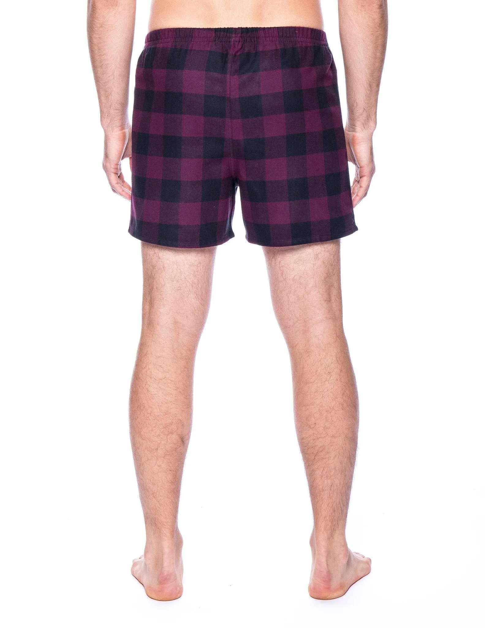 Men's 100% Cotton Flannel Boxers - 2 Pack - Gingham Fig/Green