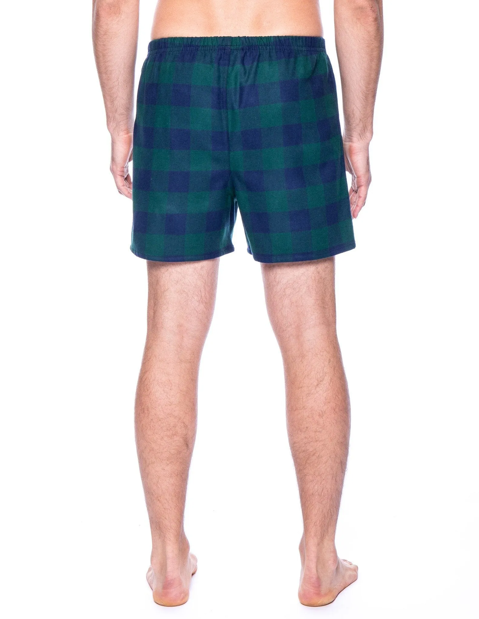 Men's 100% Cotton Flannel Boxers - 2 Pack - Gingham Fig/Green