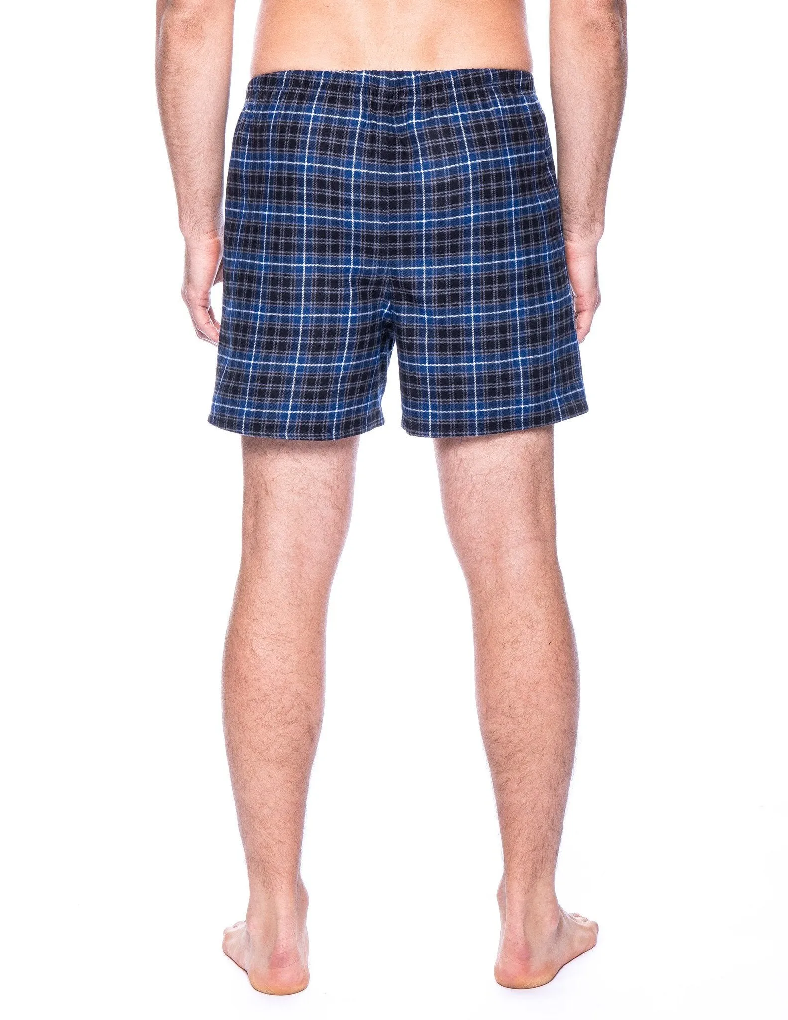 Men's 100% Cotton Flannel Boxers - 2 Pack - Plaid Burgundy-Grey/Navy-Black