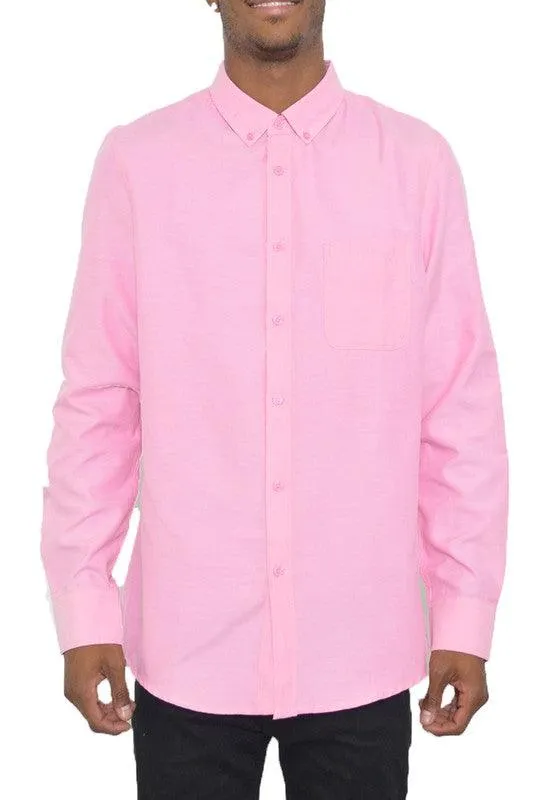 Mens Pastel Casual Long Sleeve Shirts