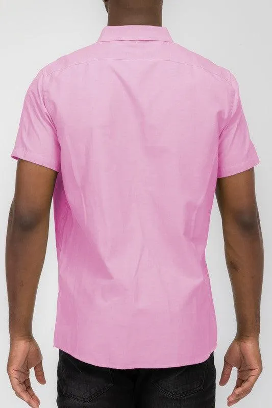 Mens Pastel Short Sleeve Button Down Shirts