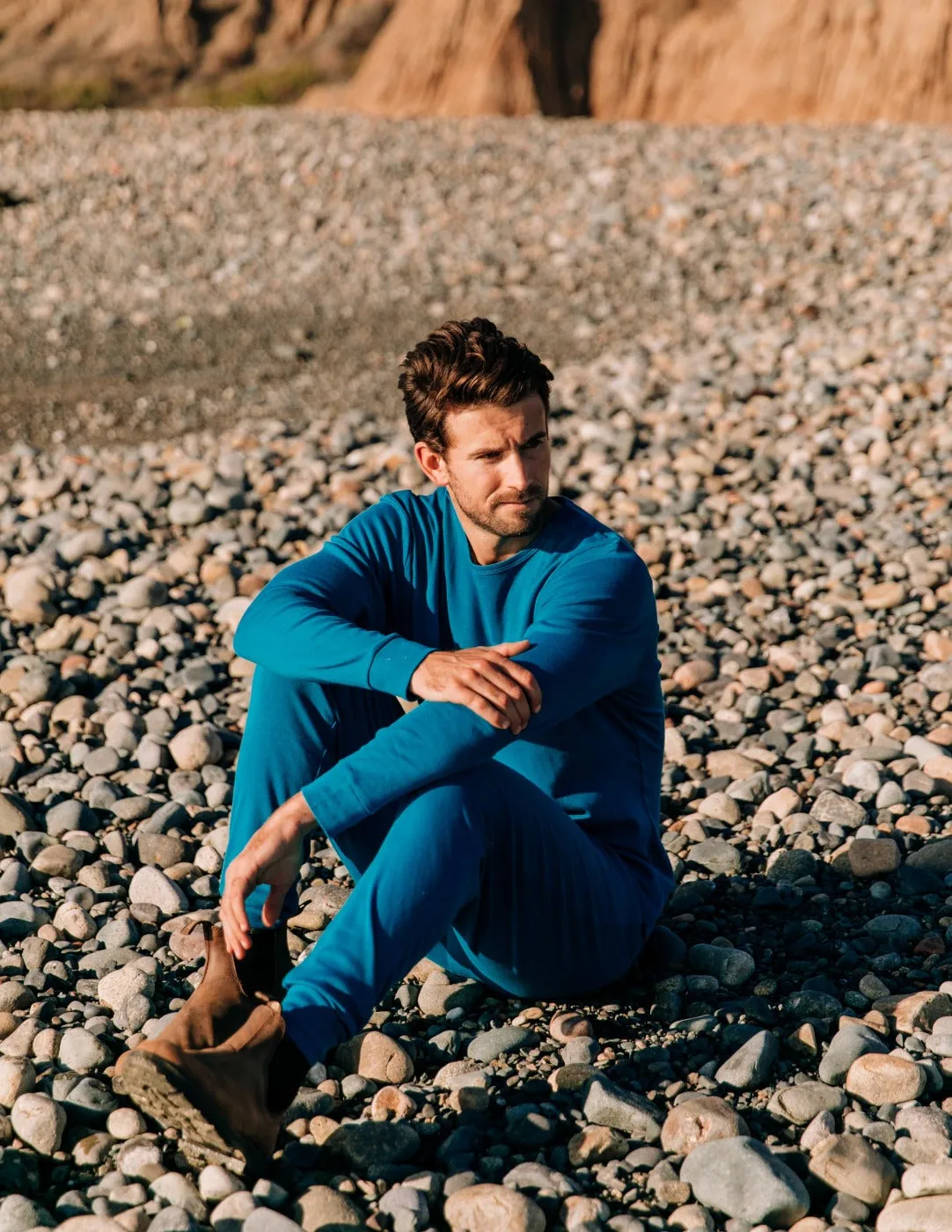 Mens Solid Teal Blue Pajamas