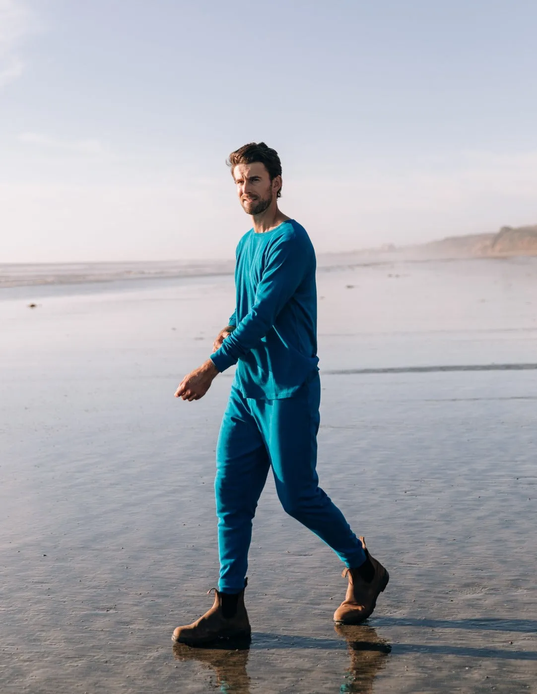 Mens Solid Teal Blue Pajamas
