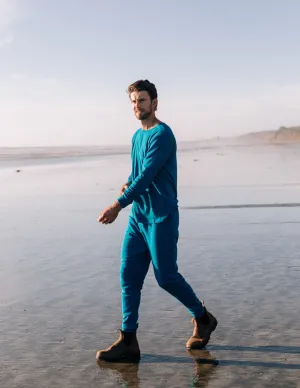 Mens Solid Teal Blue Pajamas
