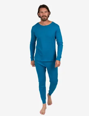 Mens Solid Teal Blue Pajamas