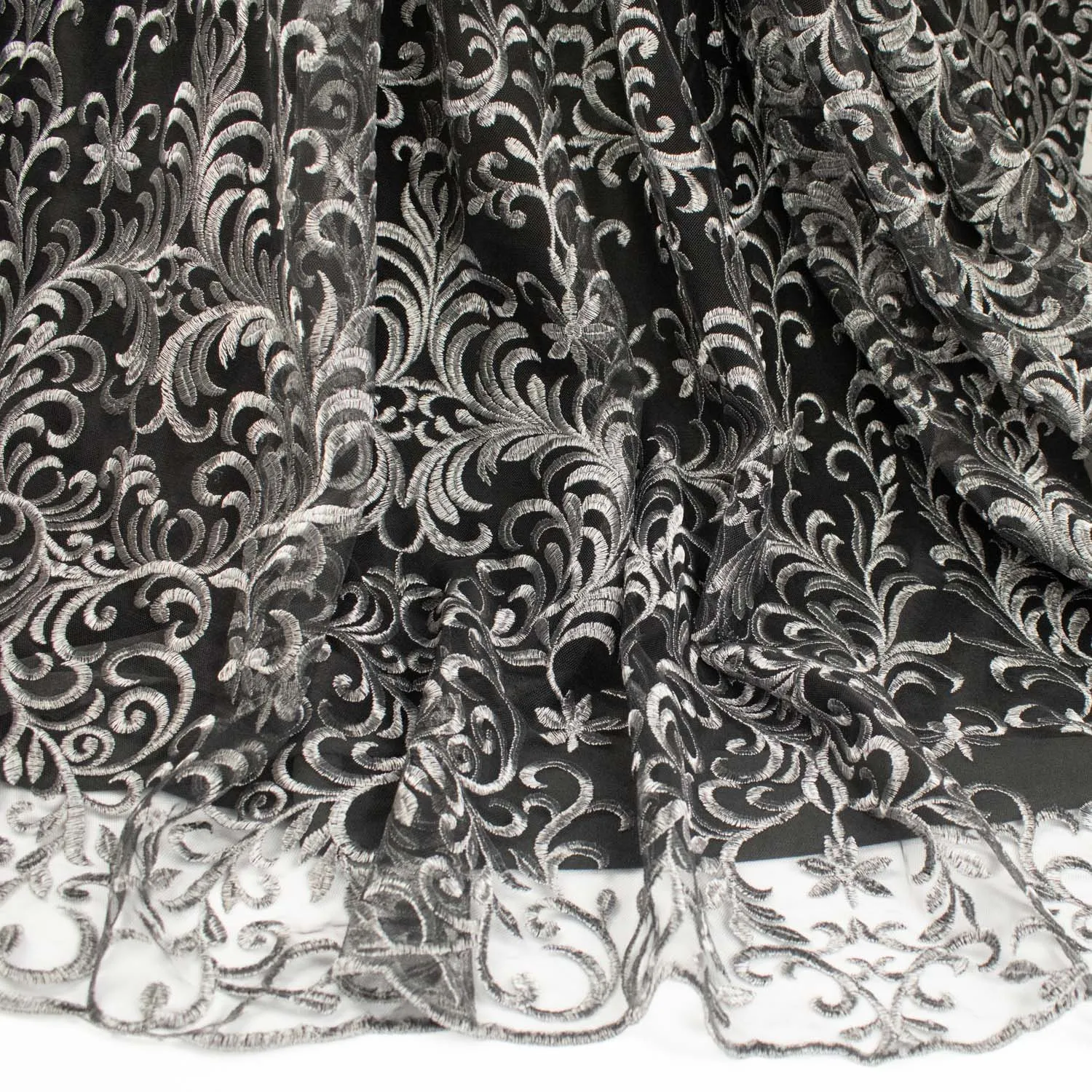 Metallic Embroidered Floral Vine Lace Design-2