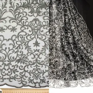 Metallic Embroidered Floral Vine Lace Design-2