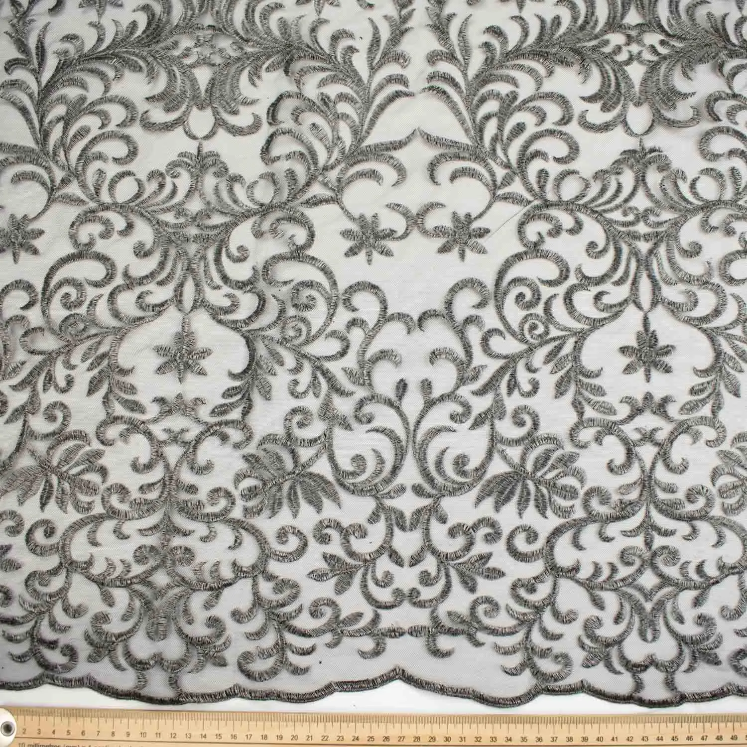 Metallic Embroidered Floral Vine Lace Design-2