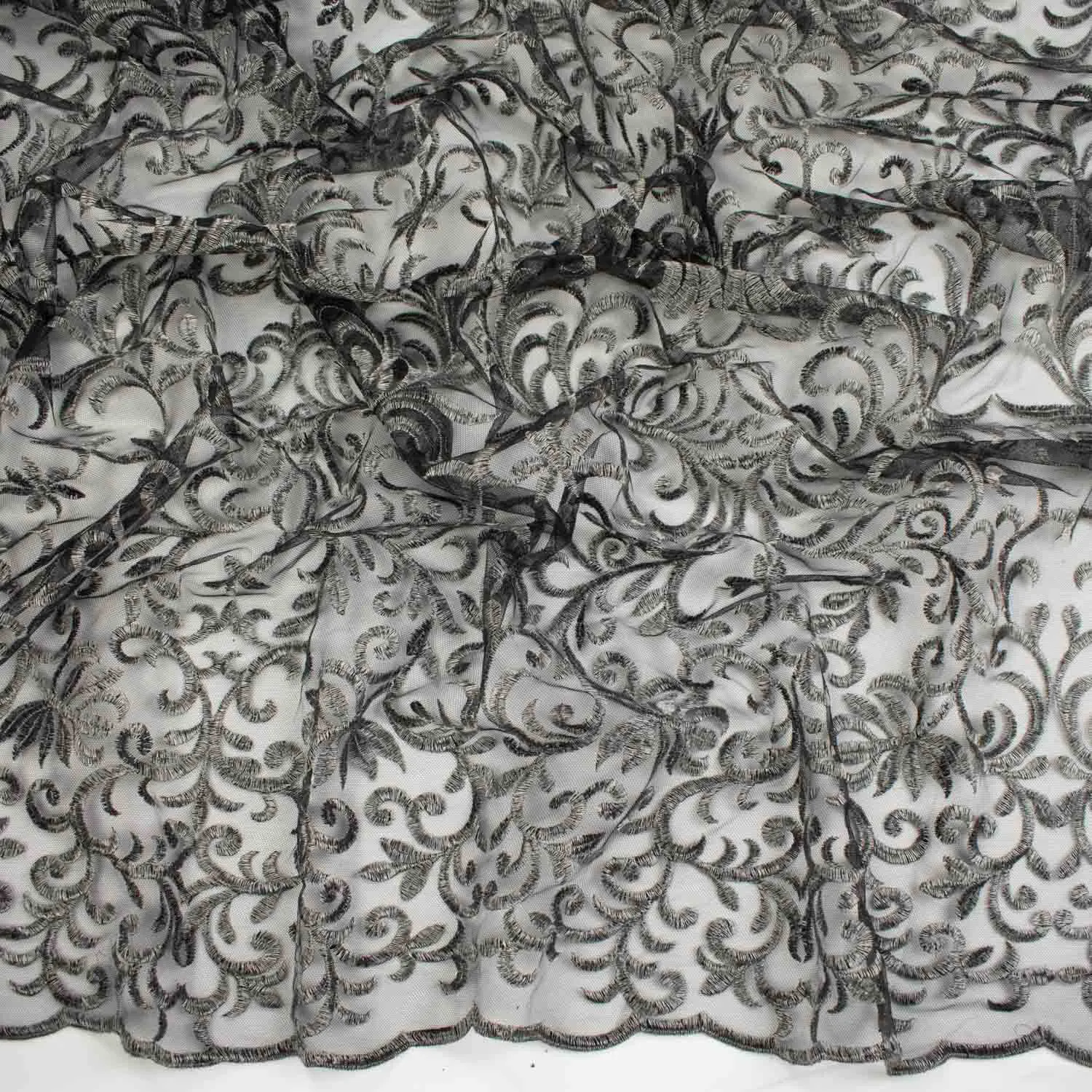 Metallic Embroidered Floral Vine Lace Design-2
