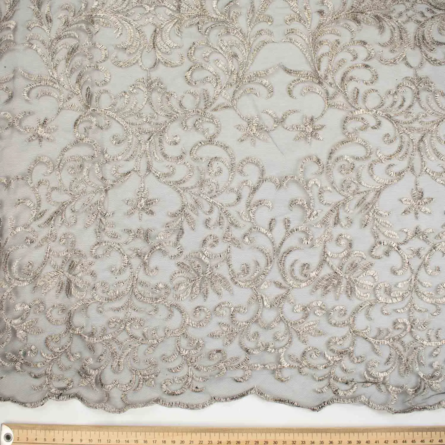Metallic Embroidered Floral Vine Lace Design-4