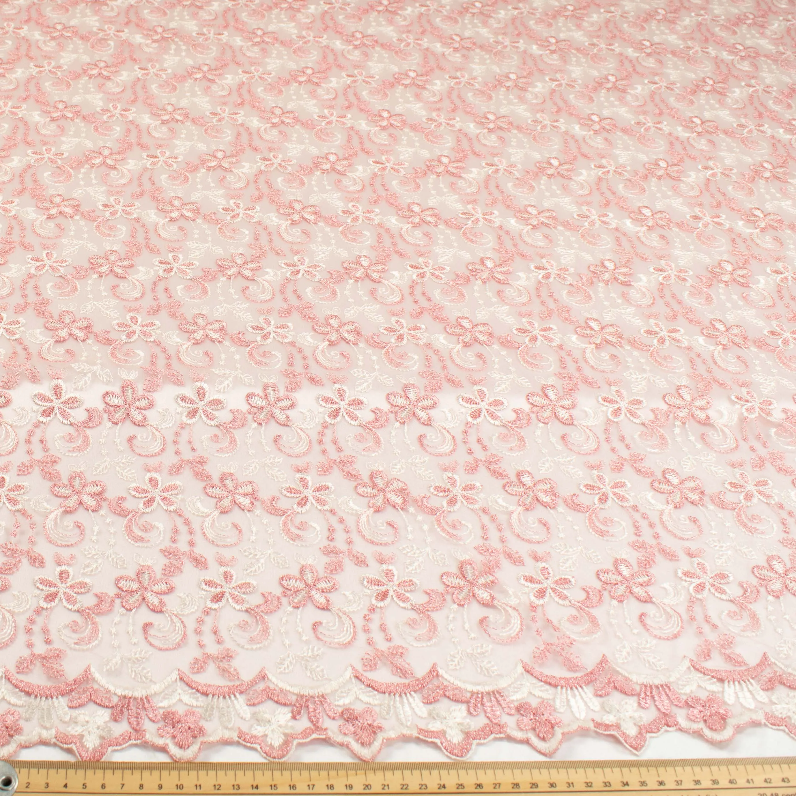 Metallic Floral Lace Design-1 Baby Pink