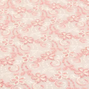 Metallic Floral Lace Design-1 Baby Pink