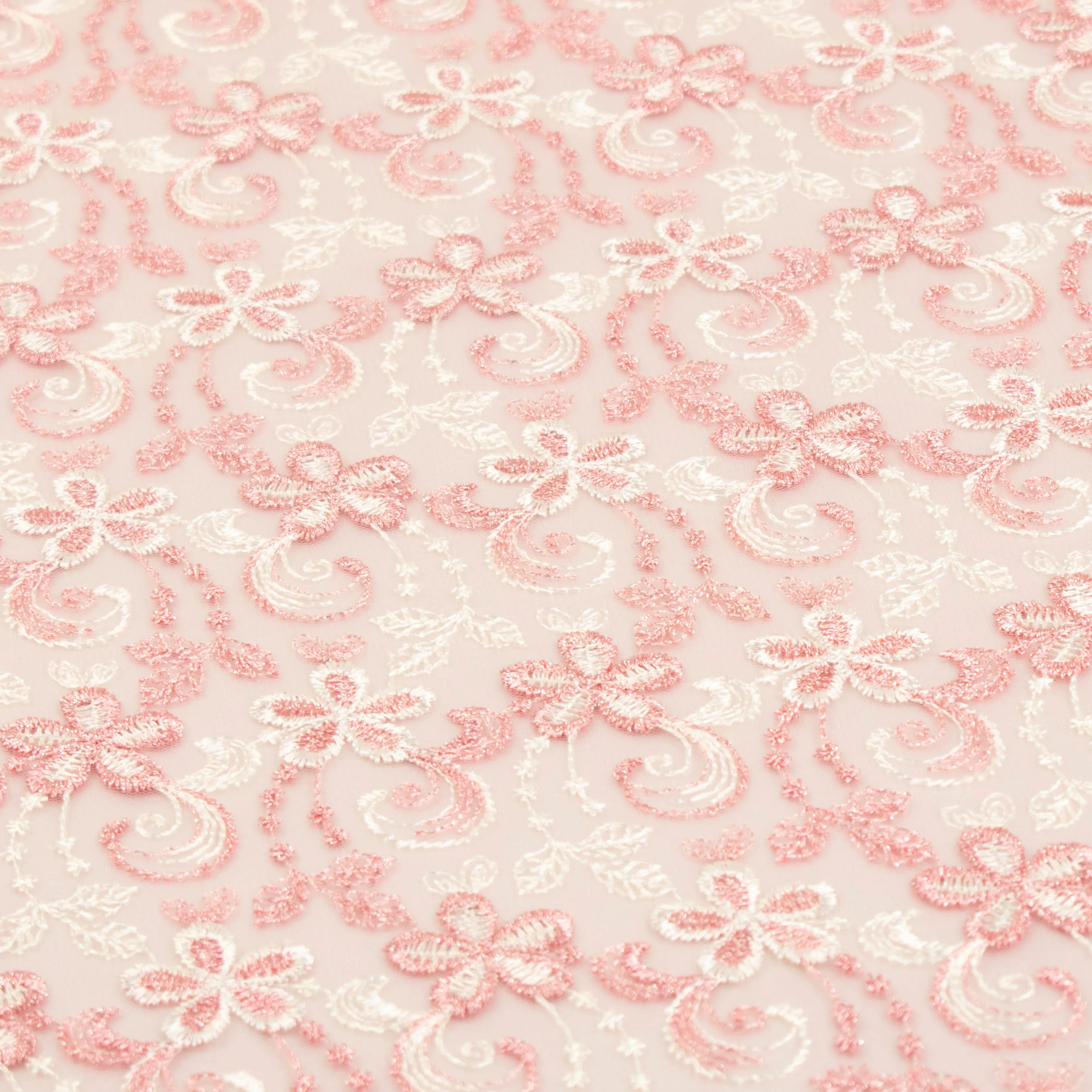 Metallic Floral Lace Design-1 Baby Pink