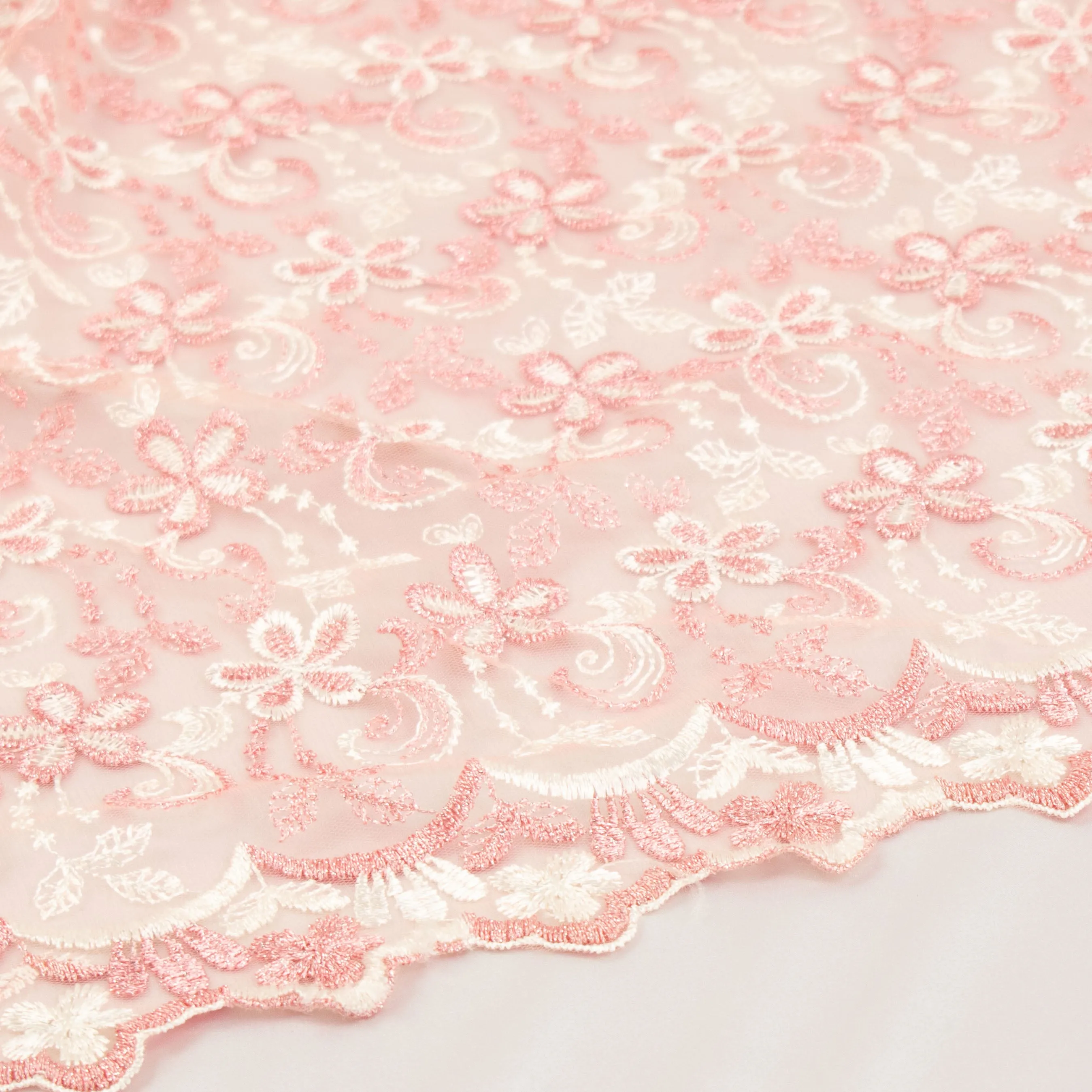 Metallic Floral Lace Design-1 Baby Pink
