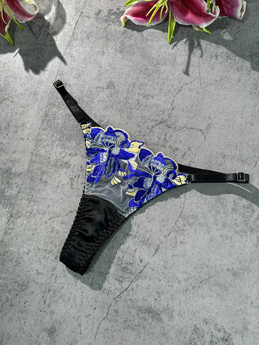 Midnight Garden Embroidered Lingerie Set