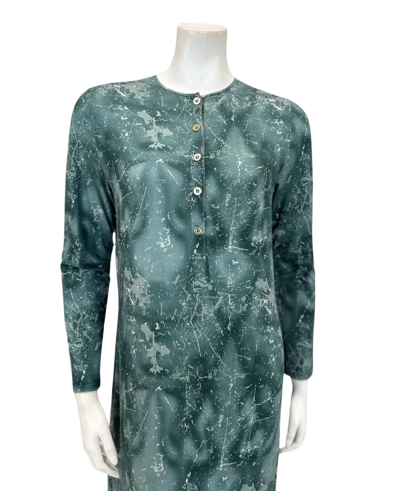 N5079-24A Atlantic Green Camo Design Cotton Button Down Nightgown
