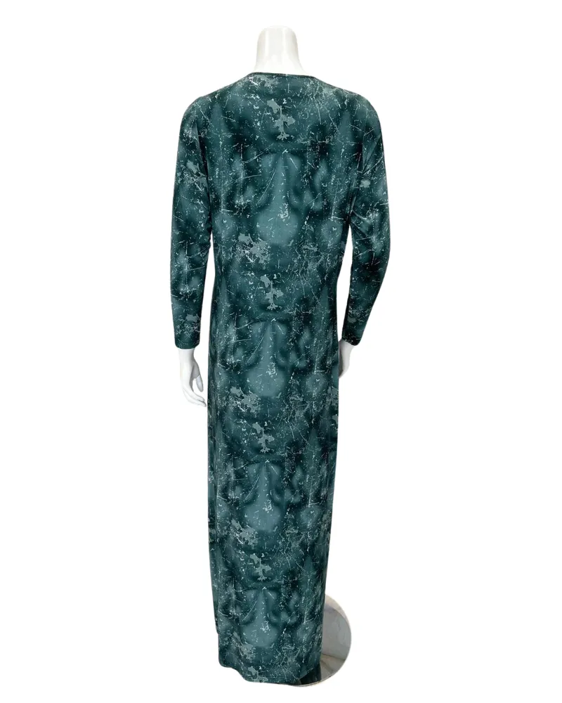 N5079-24A Atlantic Green Camo Design Cotton Button Down Nightgown