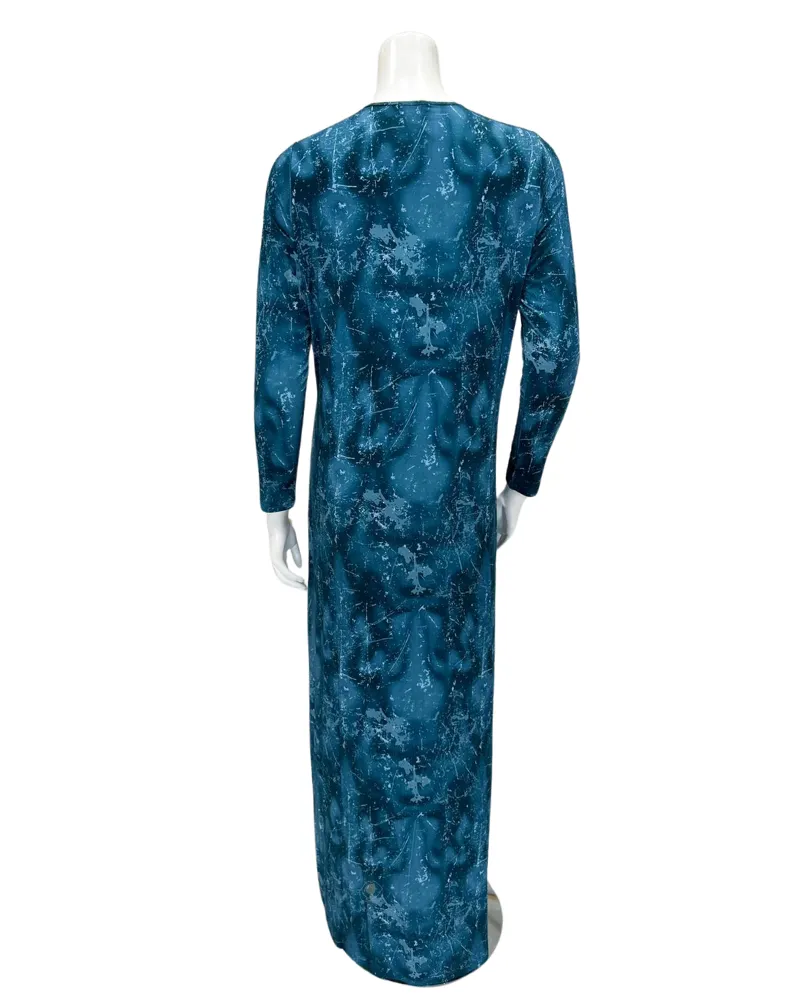 N5079-24A Dark Teal Camo Design Cotton Button Down Nightgown