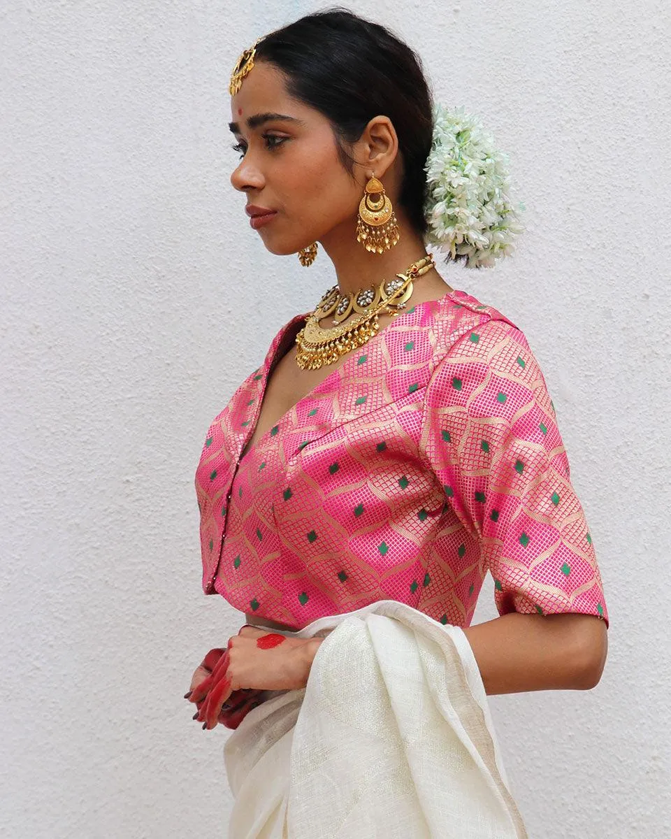 Nuria Pink Brocade Blouse