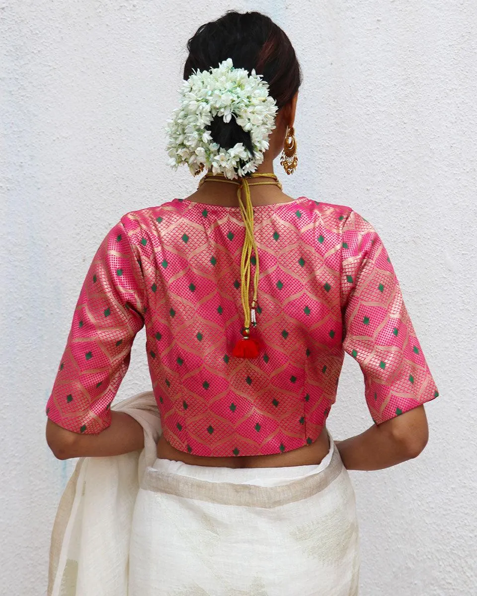Nuria Pink Brocade Blouse