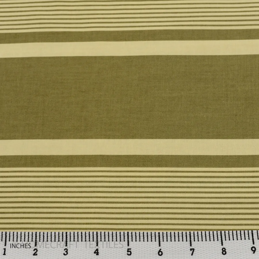 Olive Wide Outdoor Stripe Cotton Print