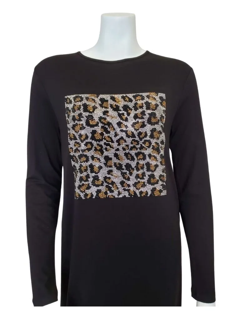 Pierre Balmingo Paris Leopard Stone Design Pull On Modal Nightgown