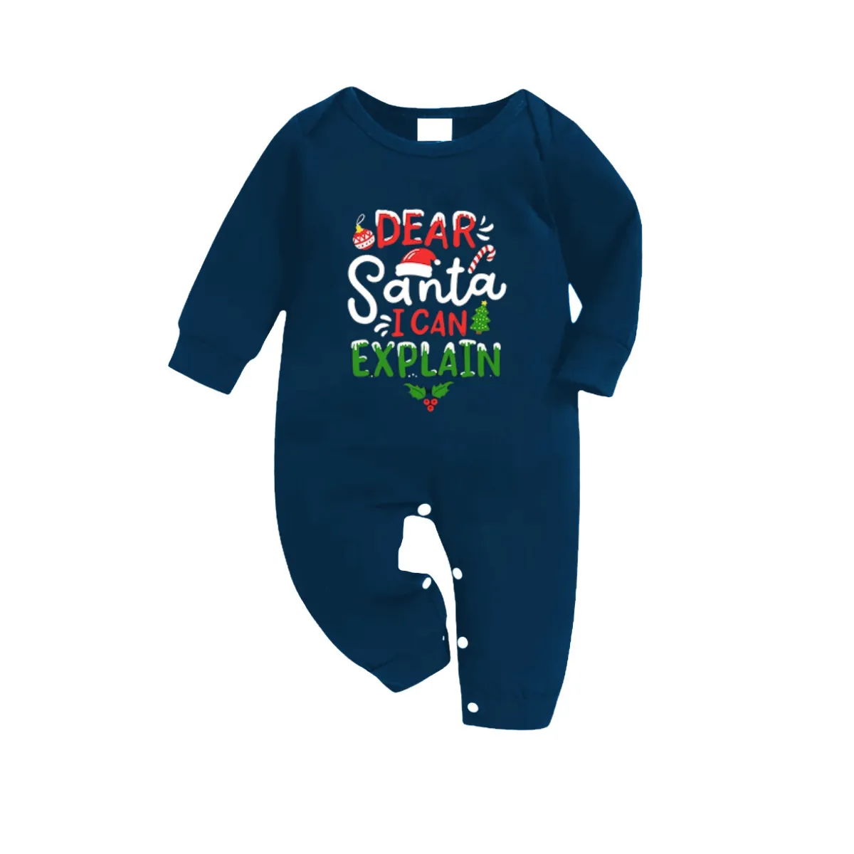 "Dear Santa I can Explain" Slogan Printed Blue Plaid Family Matching Pajamas