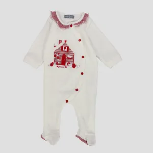 Red Lovely House Long-Sleeved Baby Footie