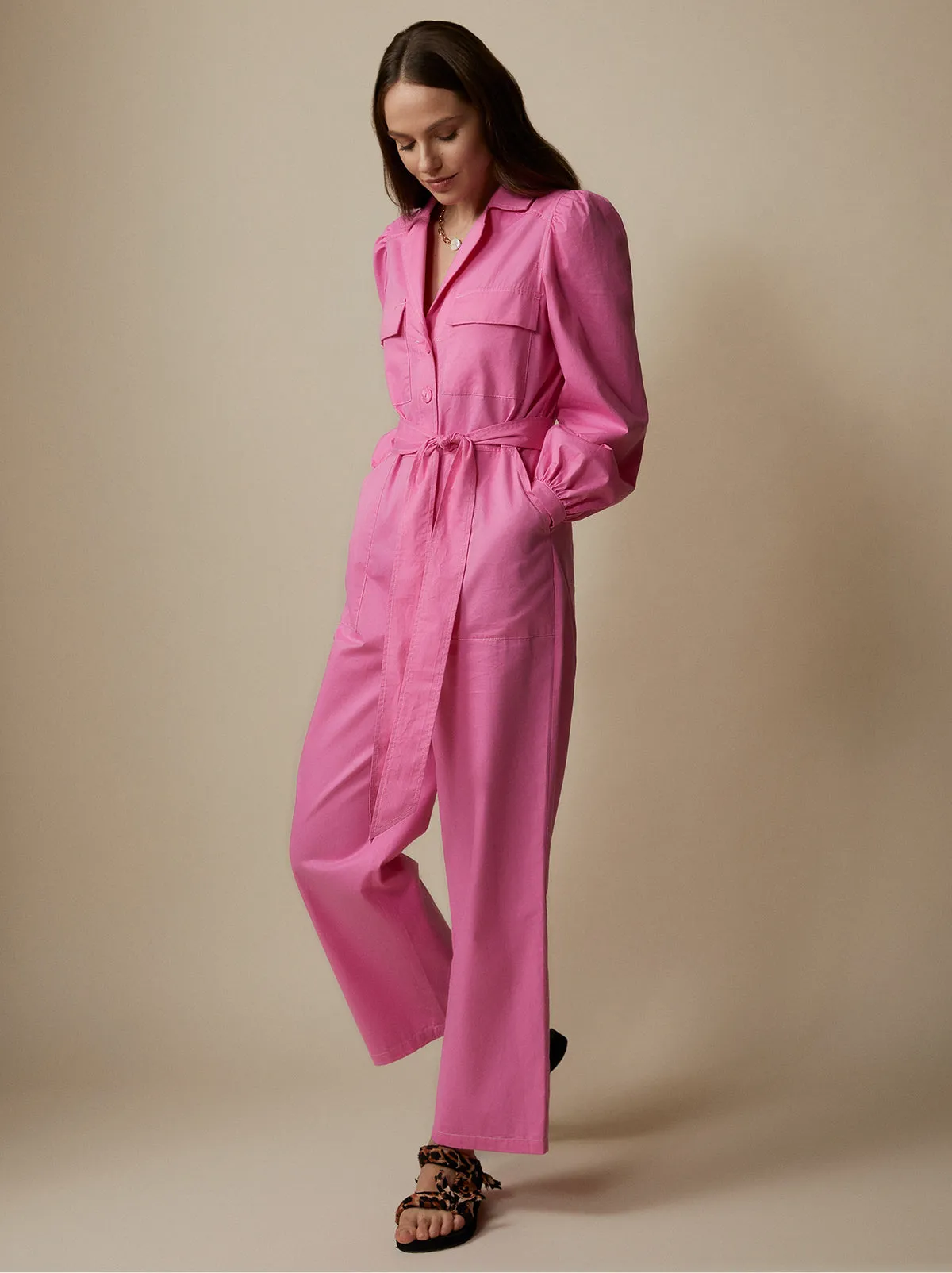 Remi Pink Cotton Jumpsuit