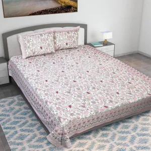 Rigavo Floral Bedsheet - Pink
