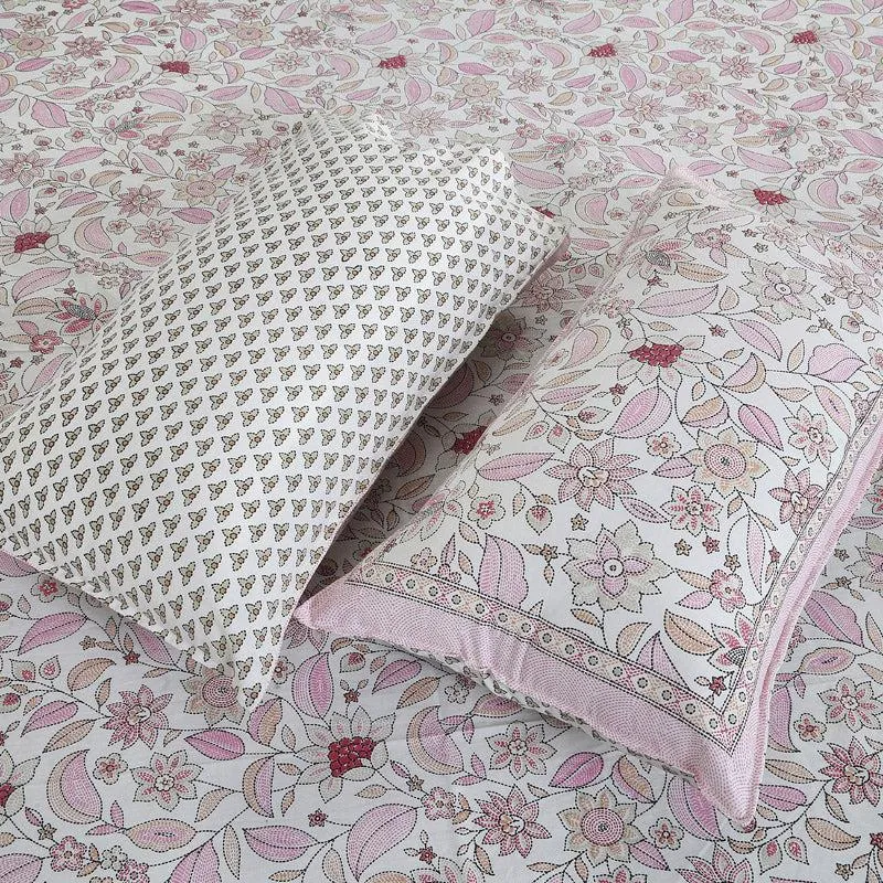 Rigavo Floral Bedsheet - Pink
