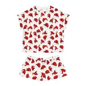 Santa Hat Womens Pajama Set - Festive Christmas Sleepwear - Holiday Gift for Her - Two-Piece Relaxed Lounge Set