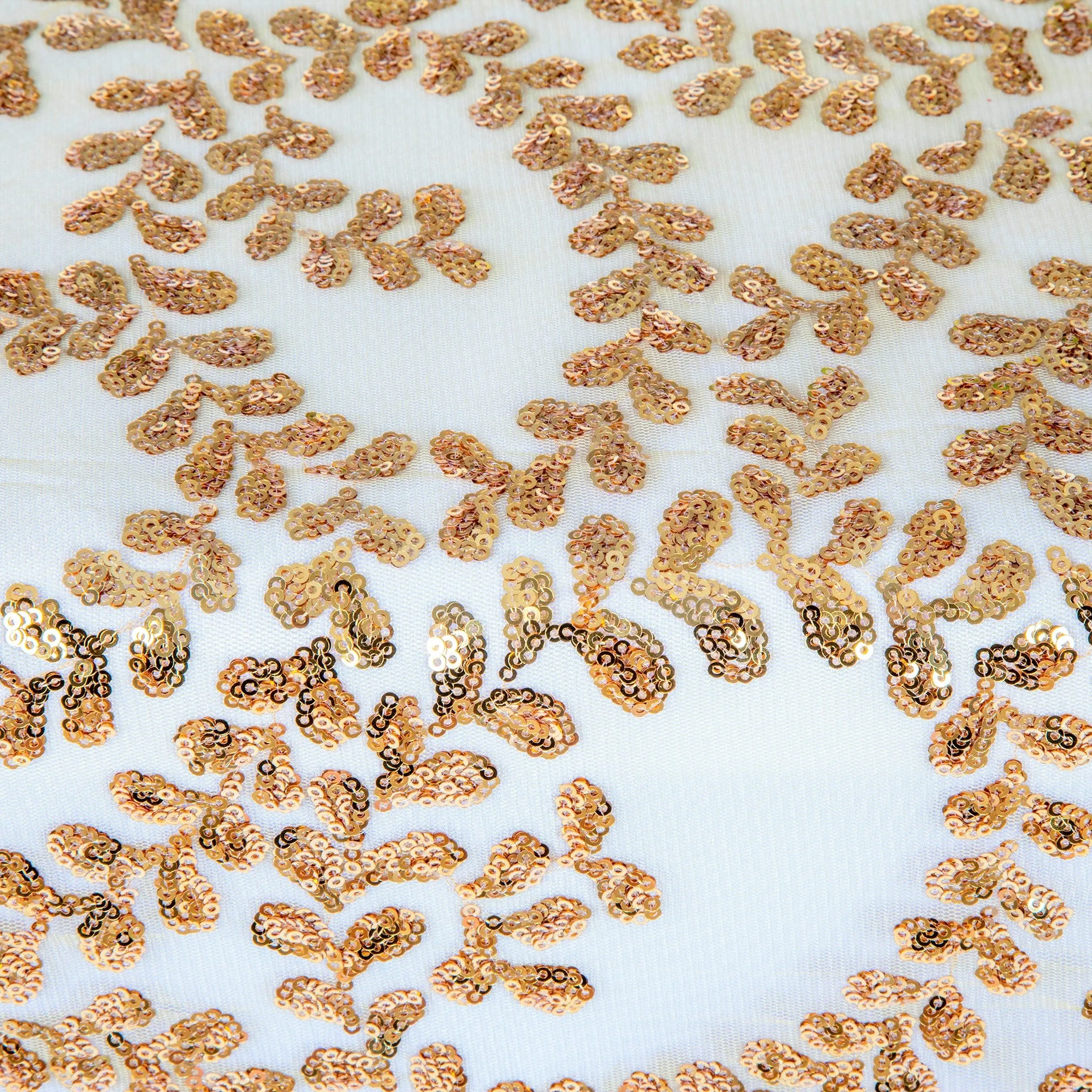 Sequin Vine Tablecloth Overlay 120" Round  - Gold