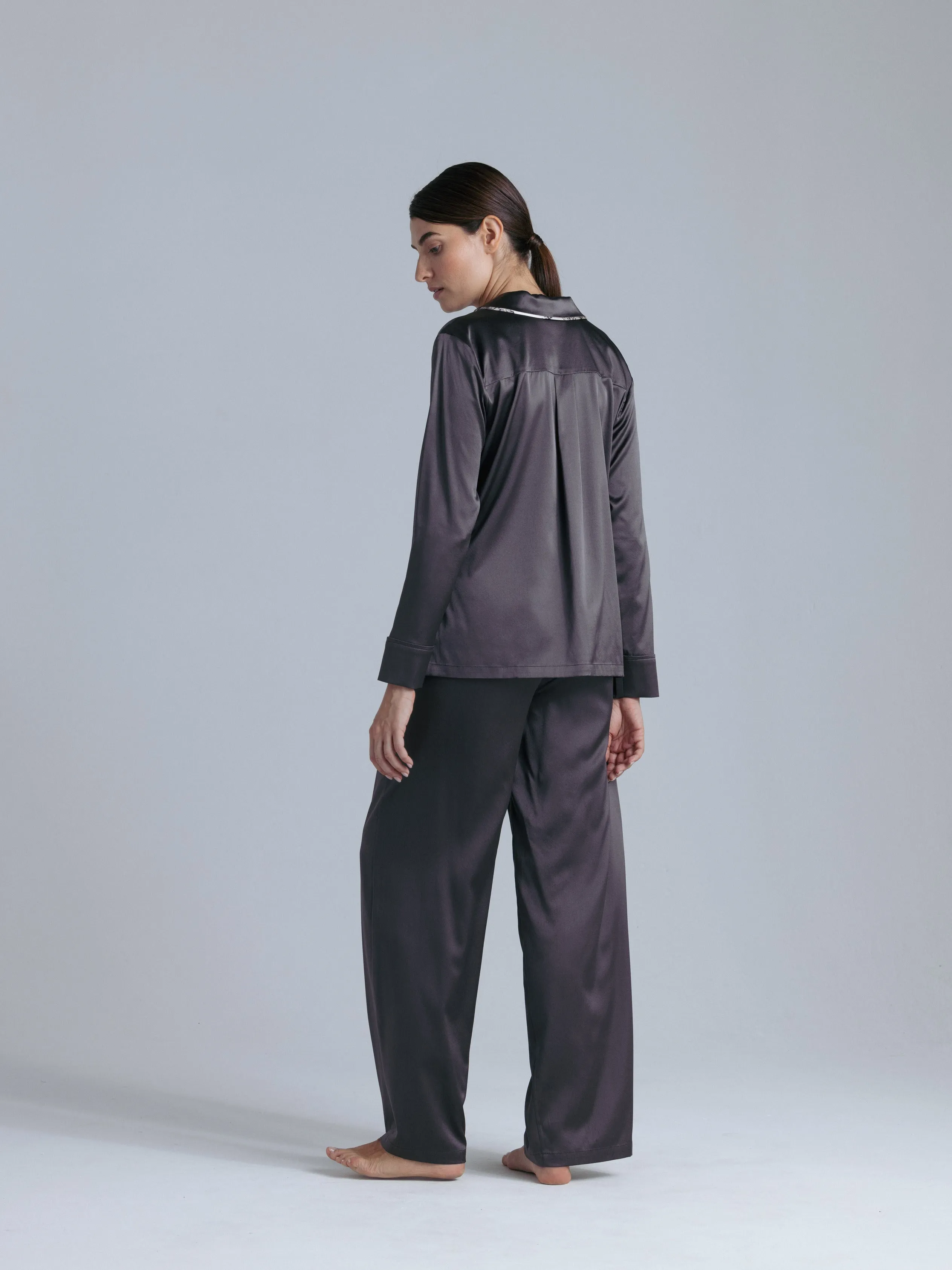 Silk Pajama Pants Set 'Themis&Tyche' in Magic Grey