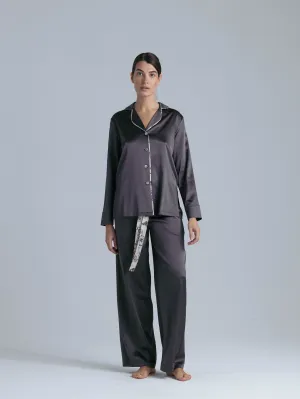 Silk Pajama Pants Set 'Themis&Tyche' in Magic Grey