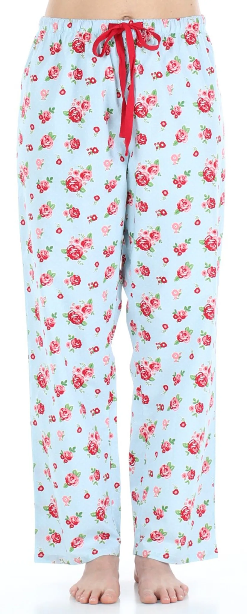 Sleepyheads Women's Poplin Cotton Short Sleeve Button Up Top and Pants Pajama Set