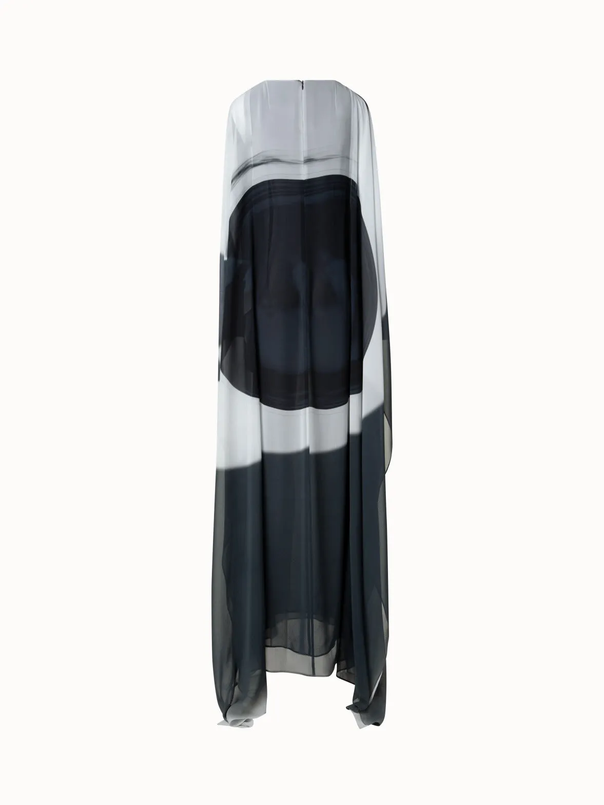 Sleeveless Caftan Dress in Silk Georgette with Loop Print