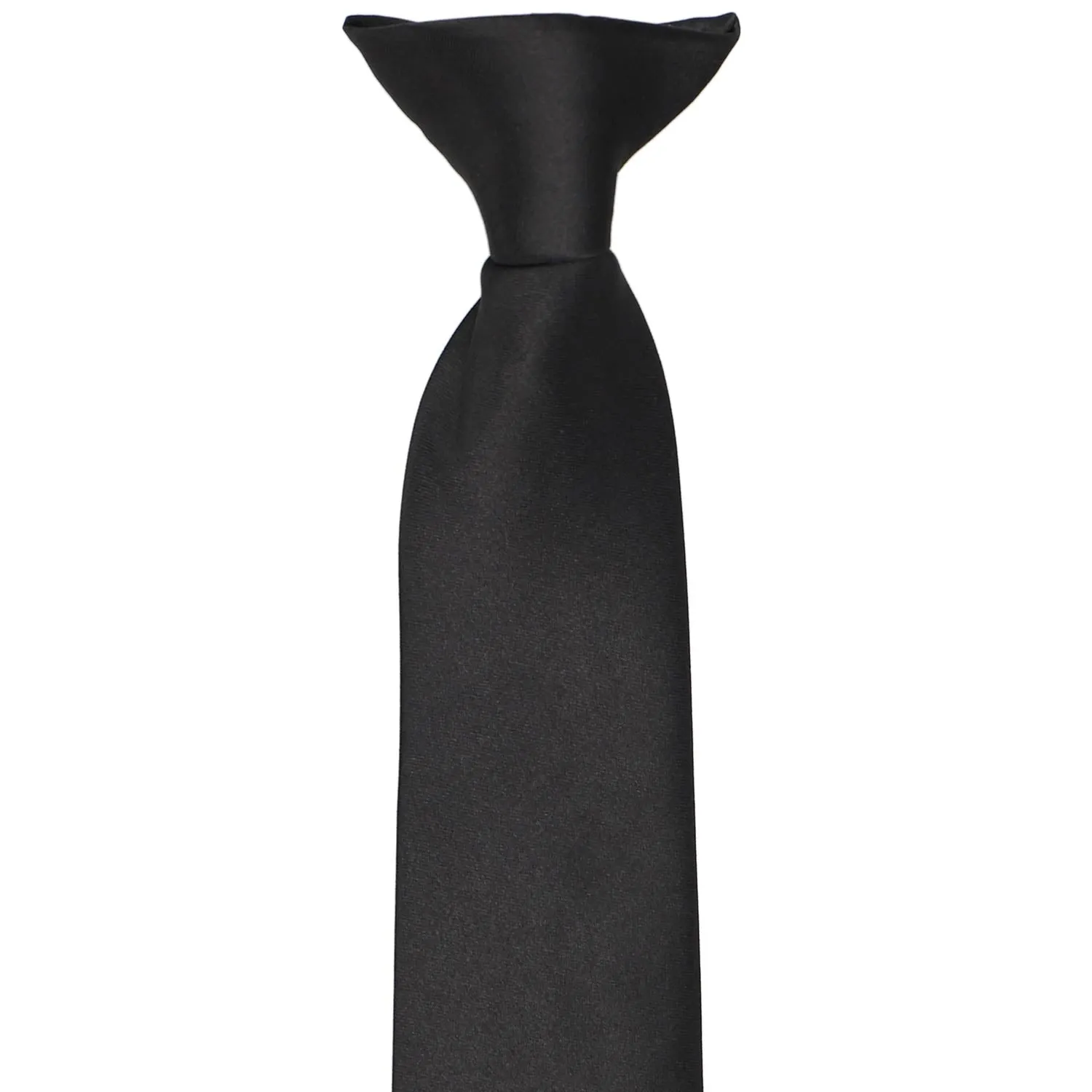 Slim Black Solid Color Clip-On Tie, 20" Length