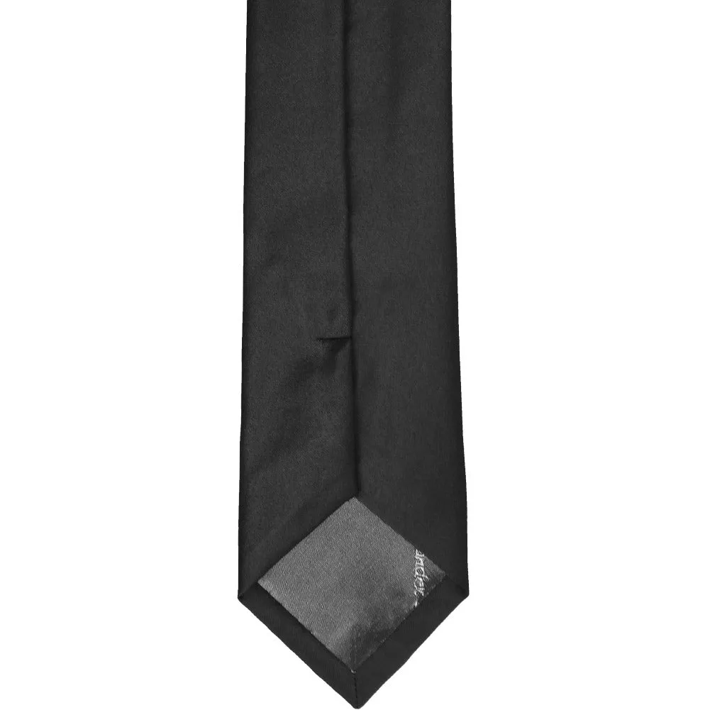 Slim Black Solid Color Clip-On Tie, 20" Length