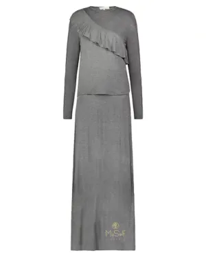 T33 Ruffle Design Modal Grey Nursing Nightgown