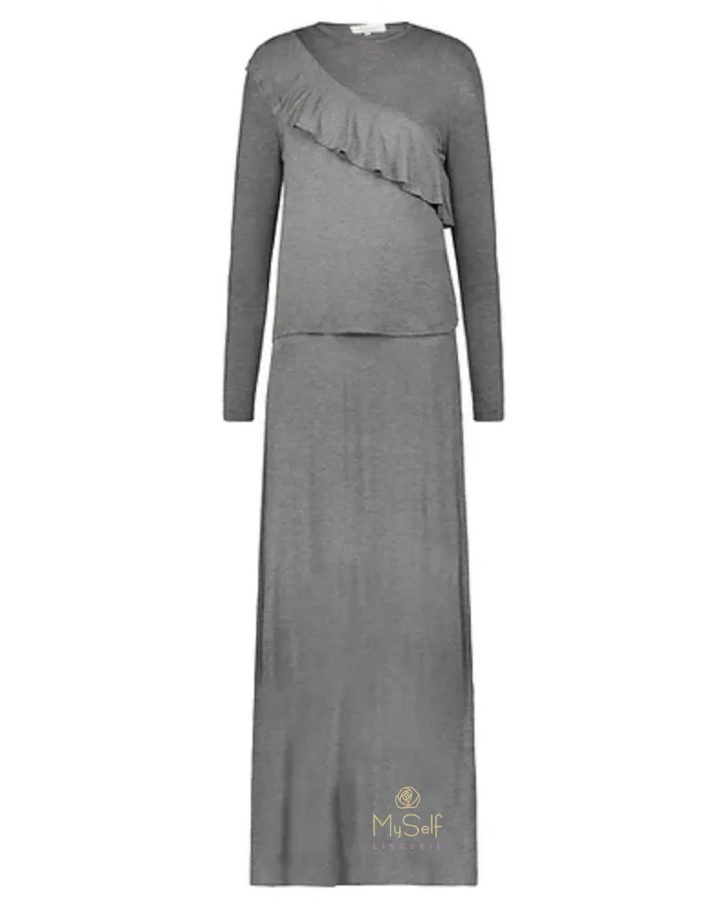 T33 Ruffle Design Modal Grey Nursing Nightgown