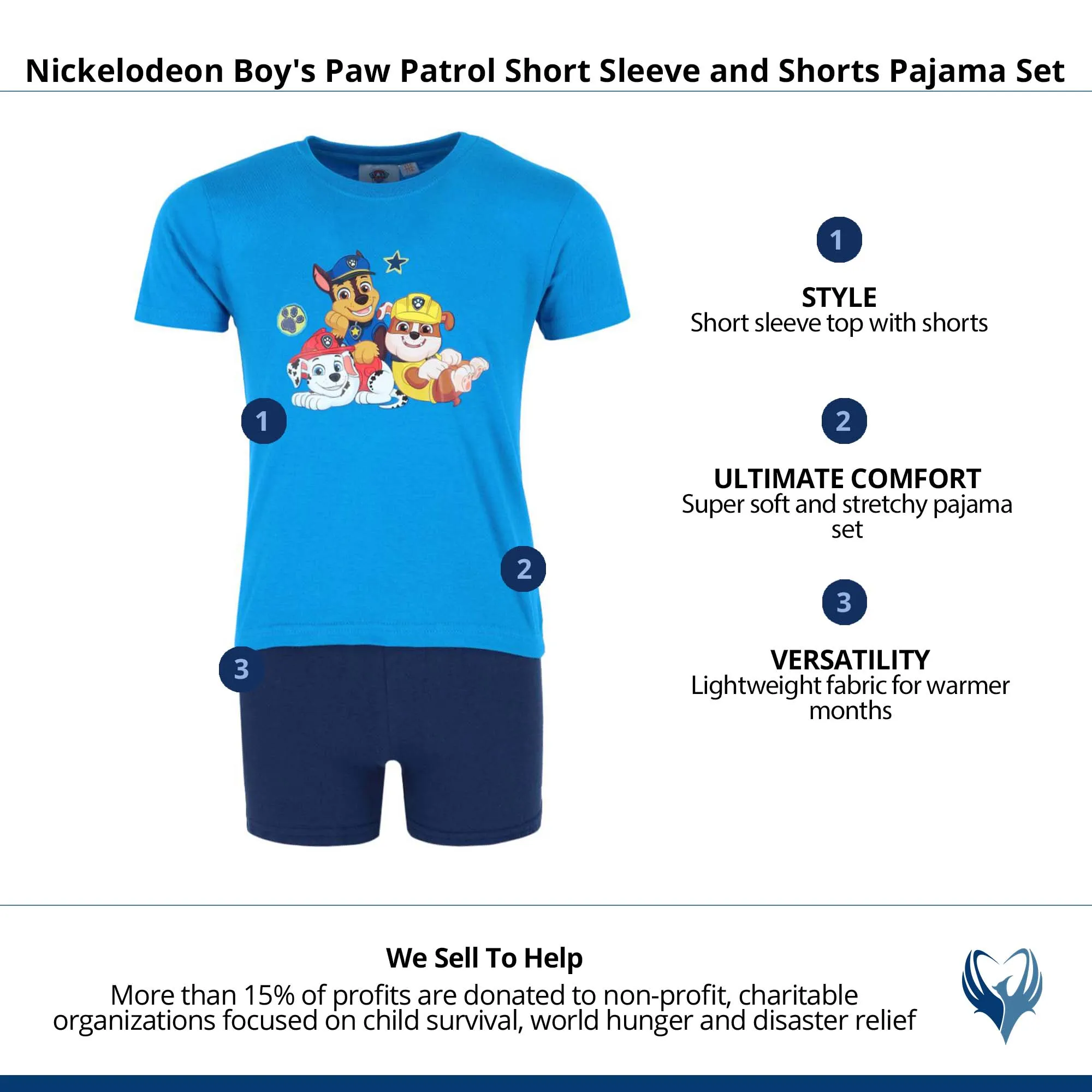 Textiel Trade Boy's Paw Patrol Short Sleeve and Shorts Pajama Set