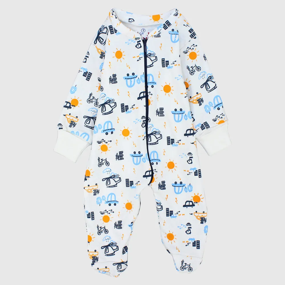 Transportation Long-Sleeved Baby Footie